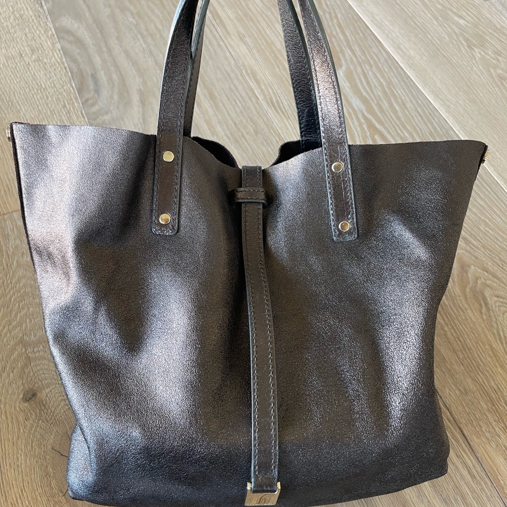 Tiffany & Co Reversible Metallic Tote Bag With Gold and Tiffany Blue Hardware